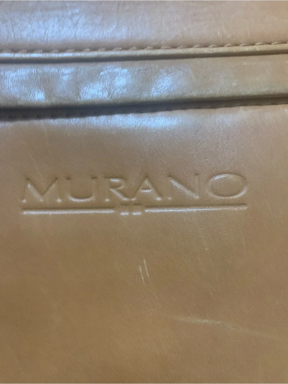 Murano Tan Leather Briefcase with Front Zip Pocket